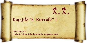 Kopják Kornél névjegykártya